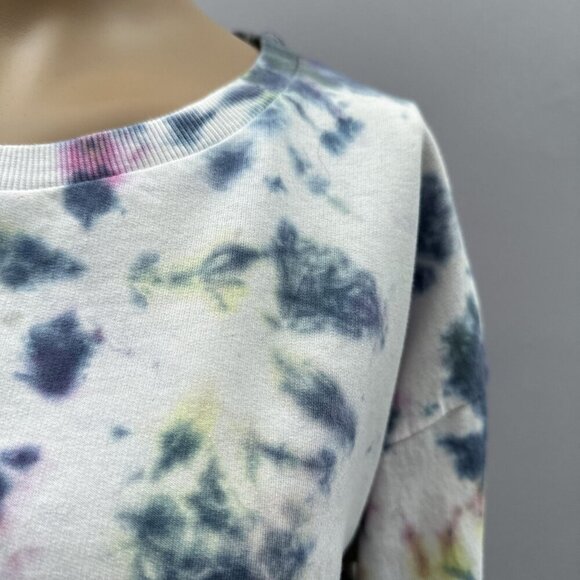 Isa & Ella Tie-Dye Long Sleeve Crewneck Boxy Fit Crop Sweatshirt Cotton Women L - Picture 4 of 10